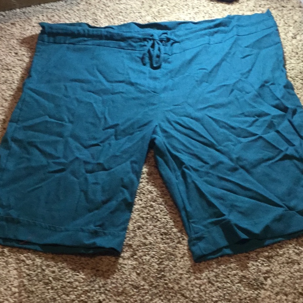 Teal Linen Bermuda Shorts 3X